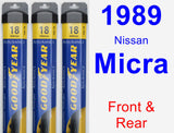 Front & Rear Wiper Blade Pack for 1989 Nissan Micra - Assurance