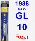 Rear Wiper Blade for 1988 Subaru GL-10 - Assurance