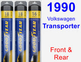 Front & Rear Wiper Blade Pack for 1990 Volkswagen Transporter - Assurance