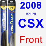 Front Wiper Blade Pack for 2008 Acura CSX - Hybrid