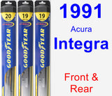 Front & Rear Wiper Blade Pack for 1991 Acura Integra - Hybrid