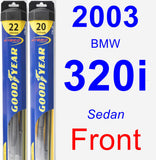 Front Wiper Blade Pack for 2003 BMW 320i - Hybrid