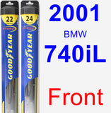 Front Wiper Blade Pack for 2001 BMW 740iL - Hybrid