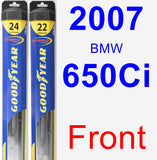 Front Wiper Blade Pack for 2007 BMW 650Ci - Hybrid