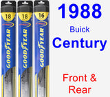 Front & Rear Wiper Blade Pack for 1988 Buick Century - Hybrid