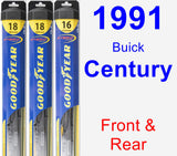 Front & Rear Wiper Blade Pack for 1991 Buick Century - Hybrid