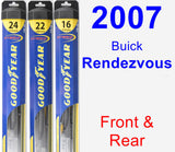 Front & Rear Wiper Blade Pack for 2007 Buick Rendezvous - Hybrid