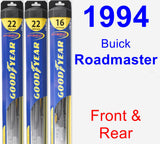 Front & Rear Wiper Blade Pack for 1994 Buick Roadmaster - Hybrid