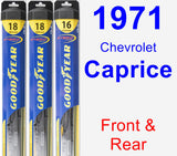 Front & Rear Wiper Blade Pack for 1971 Chevrolet Caprice - Hybrid