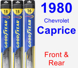 Front & Rear Wiper Blade Pack for 1980 Chevrolet Caprice - Hybrid