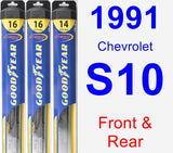 Front & Rear Wiper Blade Pack for 1991 Chevrolet S10 - Hybrid