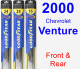 Front & Rear Wiper Blade Pack for 2000 Chevrolet Venture - Hybrid