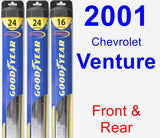 Front & Rear Wiper Blade Pack for 2001 Chevrolet Venture - Hybrid