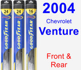 Front & Rear Wiper Blade Pack for 2004 Chevrolet Venture - Hybrid