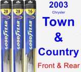 Front & Rear Wiper Blade Pack for 2003 Chrysler Town & Country - Hybrid