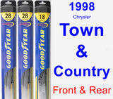 Front & Rear Wiper Blade Pack for 1998 Chrysler Town & Country - Hybrid