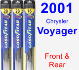 Front & Rear Wiper Blade Pack for 2001 Chrysler Voyager - Hybrid