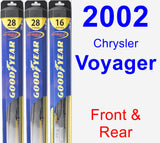 Front & Rear Wiper Blade Pack for 2002 Chrysler Voyager - Hybrid