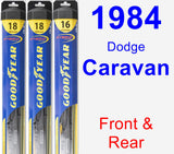 Front & Rear Wiper Blade Pack for 1984 Dodge Caravan - Hybrid