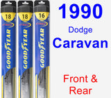 Front & Rear Wiper Blade Pack for 1990 Dodge Caravan - Hybrid