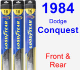 Front & Rear Wiper Blade Pack for 1984 Dodge Conquest - Hybrid