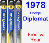 Front & Rear Wiper Blade Pack for 1978 Dodge Diplomat - Hybrid