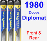 Front & Rear Wiper Blade Pack for 1980 Dodge Diplomat - Hybrid