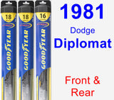 Front & Rear Wiper Blade Pack for 1981 Dodge Diplomat - Hybrid