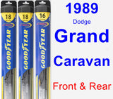 Front & Rear Wiper Blade Pack for 1989 Dodge Grand Caravan - Hybrid