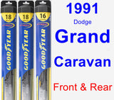 Front & Rear Wiper Blade Pack for 1991 Dodge Grand Caravan - Hybrid