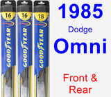 Front & Rear Wiper Blade Pack for 1985 Dodge Omni - Hybrid