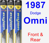 Front & Rear Wiper Blade Pack for 1987 Dodge Omni - Hybrid