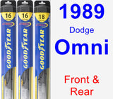 Front & Rear Wiper Blade Pack for 1989 Dodge Omni - Hybrid