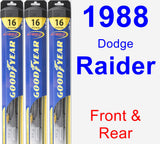 Front & Rear Wiper Blade Pack for 1988 Dodge Raider - Hybrid