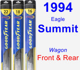 Front & Rear Wiper Blade Pack for 1994 Eagle Summit - Hybrid