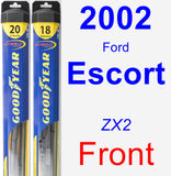 Front Wiper Blade Pack for 2002 Ford Escort - Hybrid