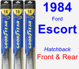 Front & Rear Wiper Blade Pack for 1984 Ford Escort - Hybrid