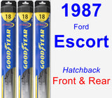 Front & Rear Wiper Blade Pack for 1987 Ford Escort - Hybrid