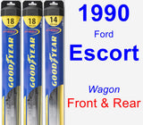 Front & Rear Wiper Blade Pack for 1990 Ford Escort - Hybrid