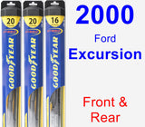 Front & Rear Wiper Blade Pack for 2000 Ford Excursion - Hybrid