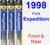 Front & Rear Wiper Blade Pack for 1998 Ford Expedition - Hybrid