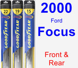 Front & Rear Wiper Blade Pack for 2000 Ford Focus - Hybrid