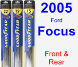 Front & Rear Wiper Blade Pack for 2005 Ford Focus - Hybrid