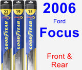 Front & Rear Wiper Blade Pack for 2006 Ford Focus - Hybrid