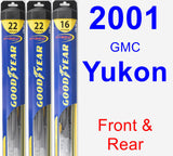 Front & Rear Wiper Blade Pack for 2001 GMC Yukon - Hybrid