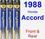 Front & Rear Wiper Blade Pack for 1988 Honda Accord - Hybrid