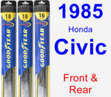 Front & Rear Wiper Blade Pack for 1985 Honda Civic - Hybrid