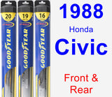 Front & Rear Wiper Blade Pack for 1988 Honda Civic - Hybrid