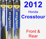 Front & Rear Wiper Blade Pack for 2012 Honda Crosstour - Hybrid