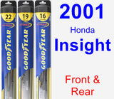 Front & Rear Wiper Blade Pack for 2001 Honda Insight - Hybrid